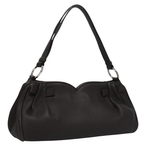 BVLGARI Hand Bag Leather Brown Auth yk17514