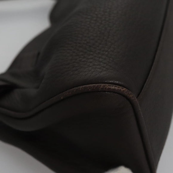 BVLGARI Hand Bag Leather Brown Auth yk17514