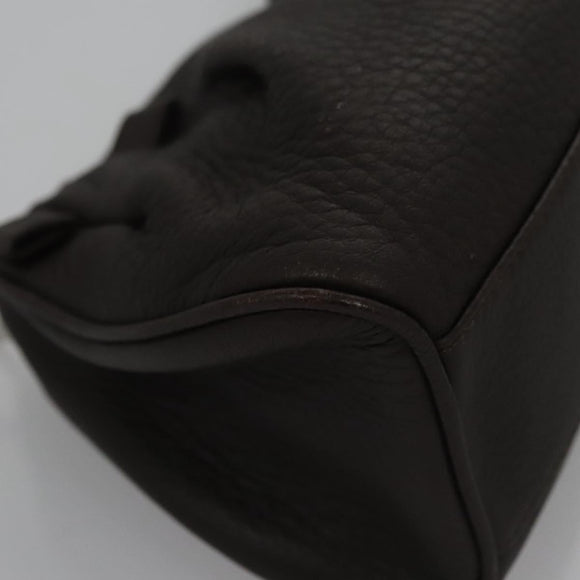 BVLGARI Hand Bag Leather Brown Auth yk17514