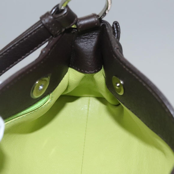 BVLGARI Hand Bag Leather Brown Auth yk17514