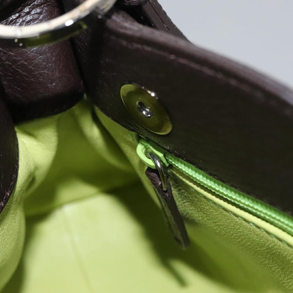 BVLGARI Hand Bag Leather Brown Auth yk17514