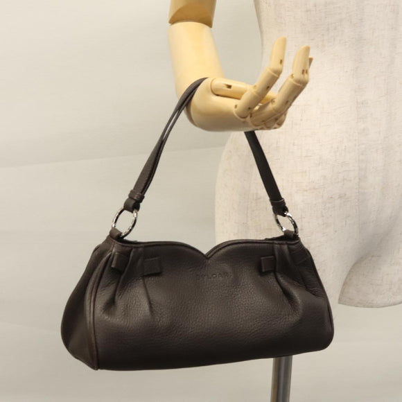 BVLGARI Hand Bag Leather Brown Auth yk17514