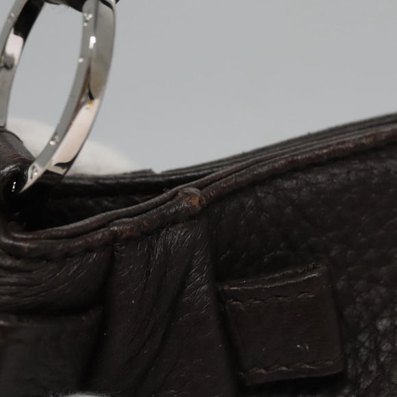 BVLGARI Hand Bag Leather Brown Auth yk17514