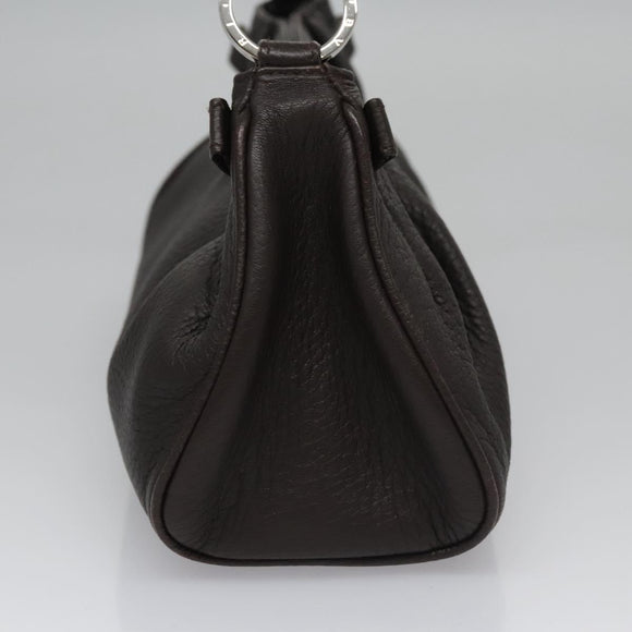 BVLGARI Hand Bag Leather Brown Auth yk17514