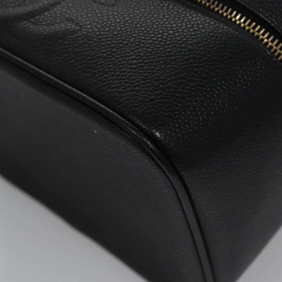 CHANEL COCO Mark Vanity Pouch Caviar Skin Black Gold CC Auth yk17517