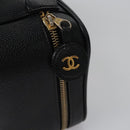 CHANEL COCO Mark Vanity Pouch Caviar Skin Black Gold CC Auth yk17517-9