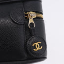 CHANEL COCO Mark Vanity Pouch Caviar Skin Black Gold CC Auth yk17517-18