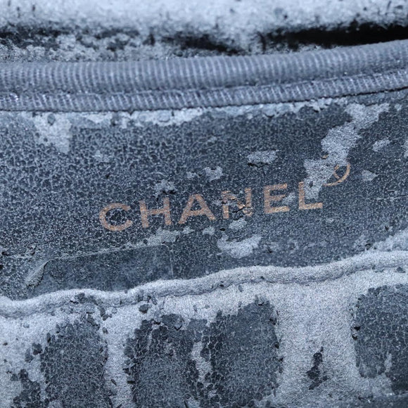 CHANEL COCO Mark Vanity Pouch Caviar Skin Black Gold CC Auth yk17517
