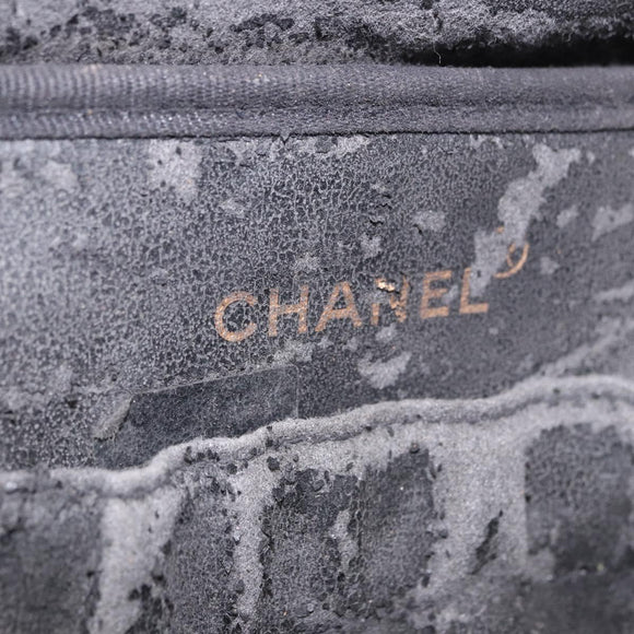 CHANEL COCO Mark Vanity Pouch Caviar Skin Black Gold CC Auth yk17517