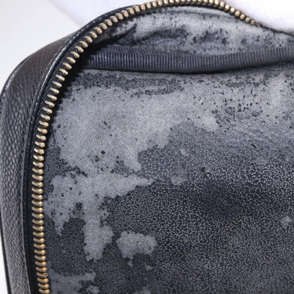 CHANEL COCO Mark Vanity Pouch Caviar Skin Black Gold CC Auth yk17517