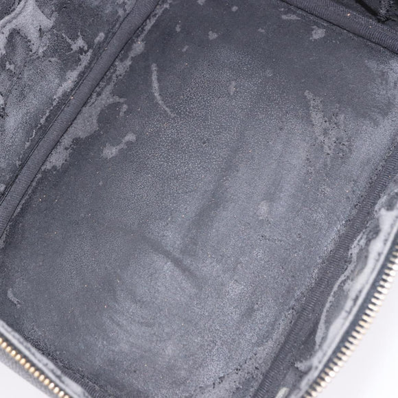 CHANEL COCO Mark Vanity Pouch Caviar Skin Black Gold CC Auth yk17517