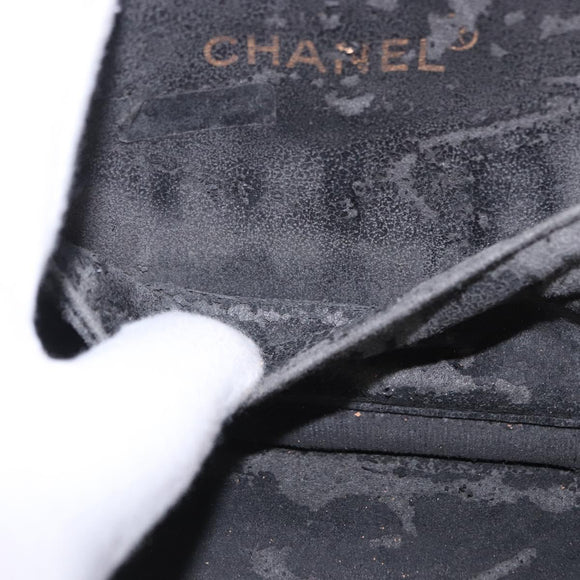 CHANEL COCO Mark Vanity Pouch Caviar Skin Black Gold CC Auth yk17517