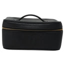 CHANEL COCO Mark Vanity Pouch Caviar Skin Black Gold CC Auth yk17517-13