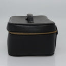 CHANEL COCO Mark Vanity Pouch Caviar Skin Black Gold CC Auth yk17517-3