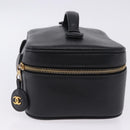 CHANEL COCO Mark Vanity Pouch Caviar Skin Black Gold CC Auth yk17517-4