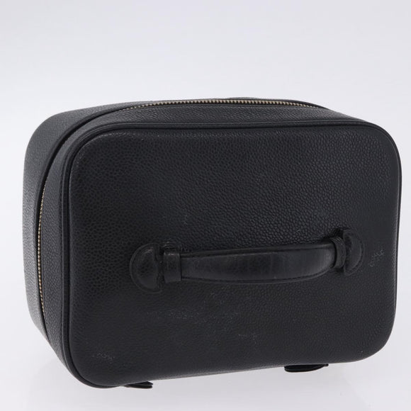 CHANEL COCO Mark Vanity Pouch Caviar Skin Black Gold CC Auth yk17517