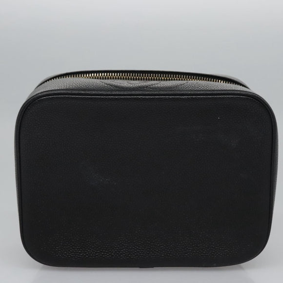 CHANEL COCO Mark Vanity Pouch Caviar Skin Black Gold CC Auth yk17517