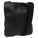 LOEWE Anagram Shoulder Bag Leather Black Silver Auth yk17569-1