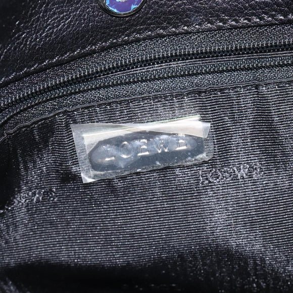 LOEWE Anagram Shoulder Bag Leather Black Silver Auth yk17569