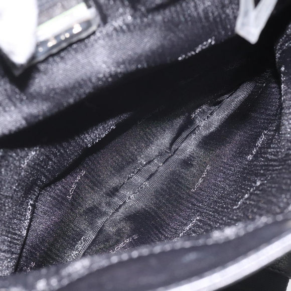 LOEWE Anagram Shoulder Bag Leather Black Silver Auth yk17569