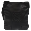 LOEWE Anagram Shoulder Bag Leather Black Silver Auth yk17569-2