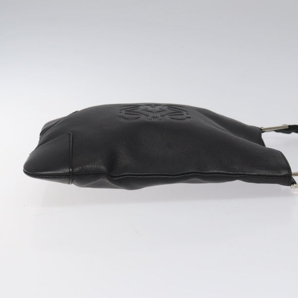 LOEWE Anagram Shoulder Bag Leather Black Silver Auth yk17569