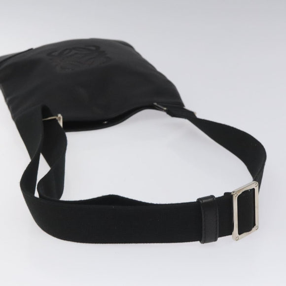 LOEWE Anagram Shoulder Bag Leather Black Silver Auth yk17569