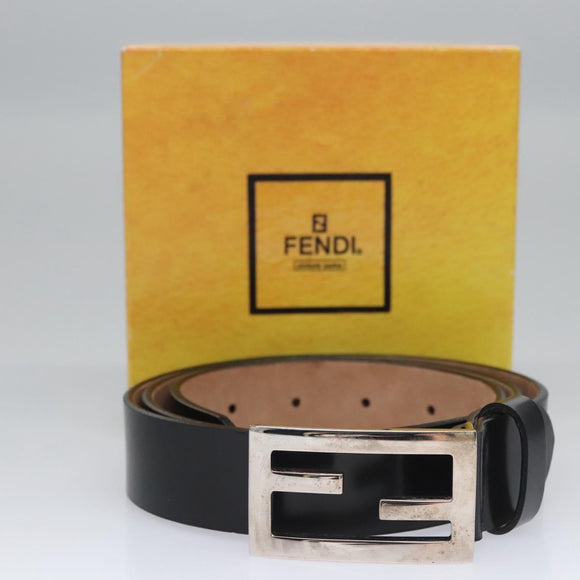 FENDI Belt Leather 39.4"" Black Auth yk17580