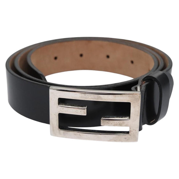 FENDI Belt Leather 39.4"" Black Auth yk17580