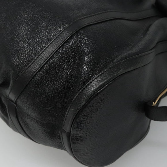 BVLGARI Chandra Tote Bag Leather Black Gold Auth yk17602