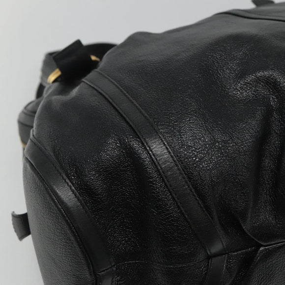 BVLGARI Chandra Tote Bag Leather Black Gold Auth yk17602