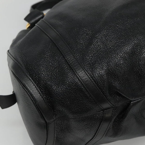 BVLGARI Chandra Tote Bag Leather Black Gold Auth yk17602