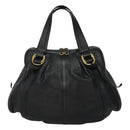 BVLGARI Chandra Tote Bag Leather Black Gold Auth yk17602-13