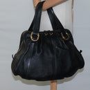 BVLGARI Chandra Tote Bag Leather Black Gold Auth yk17602-21