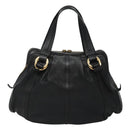 BVLGARI Chandra Tote Bag Leather Black Gold Auth yk17602-2