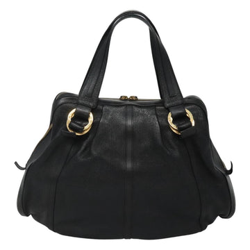 BVLGARI Chandra Tote Bag Leather Black Gold Auth yk17602 - 0