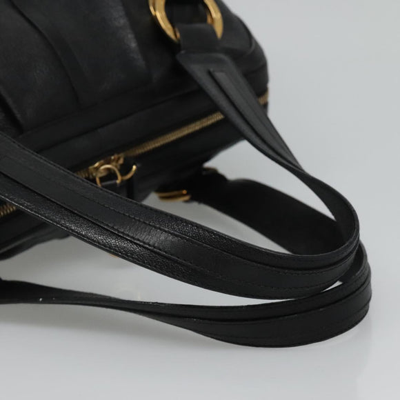 BVLGARI Chandra Tote Bag Leather Black Gold Auth yk17602