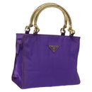 PRADA Hand Bag Nylon Purple Gold Auth yk17616-1