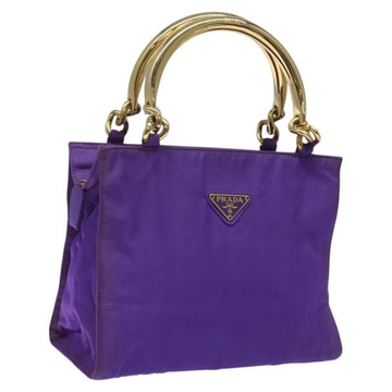 PRADA Hand Bag Nylon Purple Gold Auth yk17616