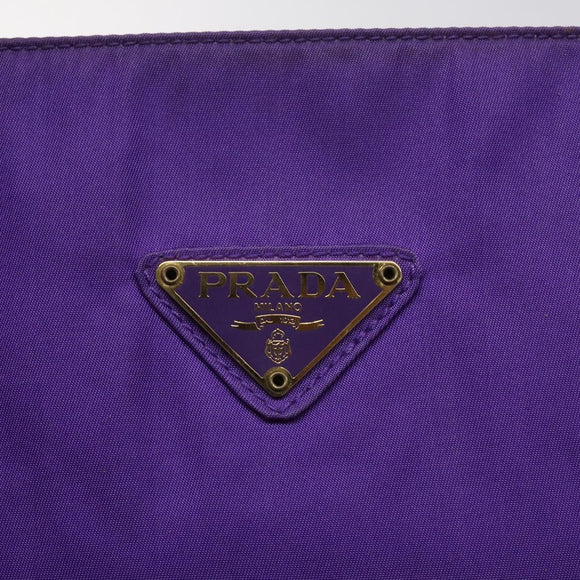PRADA Hand Bag Nylon Purple Gold Auth yk17616