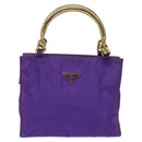 PRADA Hand Bag Nylon Purple Gold Auth yk17616-13