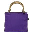 PRADA Hand Bag Nylon Purple Gold Auth yk17616-2