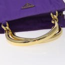 PRADA Hand Bag Nylon Purple Gold Auth yk17616-7