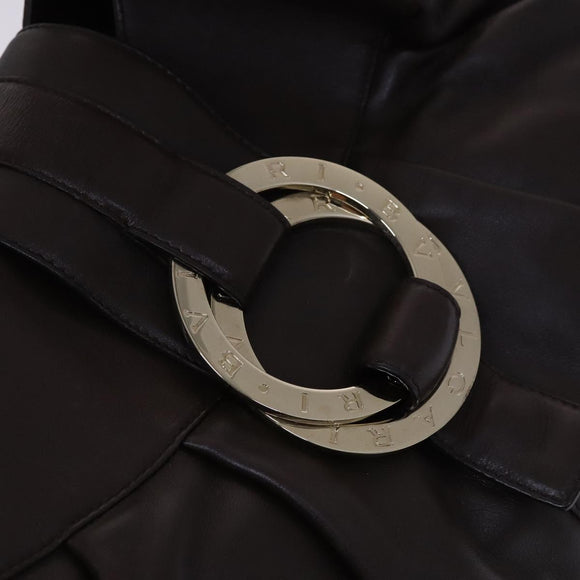 BVLGARI Chandra Shoulder Bag Leather Brown Gold Auth yk17622