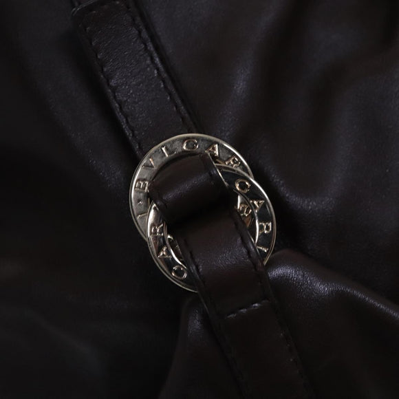 BVLGARI Chandra Shoulder Bag Leather Brown Gold Auth yk17622