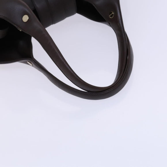 BVLGARI Chandra Shoulder Bag Leather Brown Gold Auth yk17622