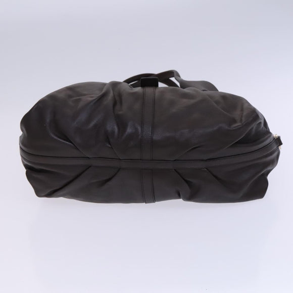 BVLGARI Chandra Shoulder Bag Leather Brown Gold Auth yk17622