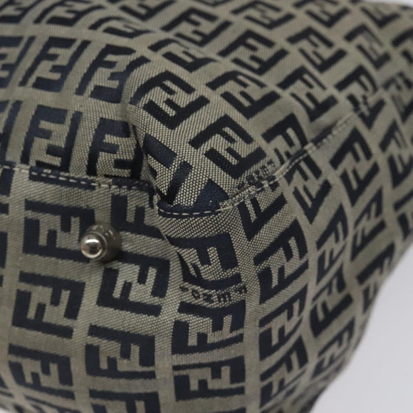 FENDI Zucchino Canvas Hand Bag Navy Silver Auth yk17654