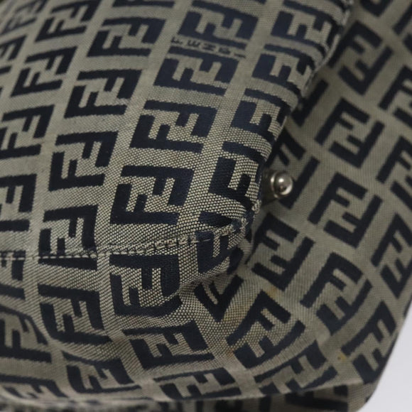 FENDI Zucchino Canvas Hand Bag Navy Silver Auth yk17654