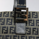 FENDI Zucchino Canvas Hand Bag Navy Silver Auth yk17654-10